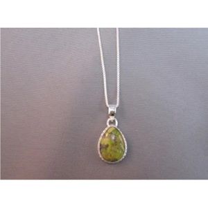 Sterling silver pear shape atlantasite pendant necklace